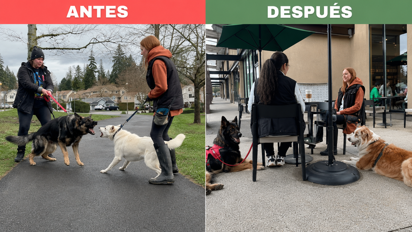 Mockup del programa Tackling Reactivity Program para perros reactivos